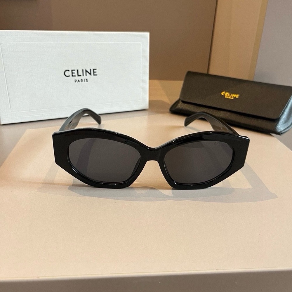 CELINE Dark Lens Cat Eye Sunglasses Black Frame OS